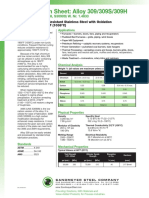 Specification Sheet: Alloy 309/309S/309H: (UNS S30900, S30908, S30909) W. Nr. 1.4833