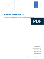 Atividade Laboratorial 1.2: Efeito Da Concentração No Equilíbrio Químico