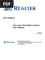 Rtl8188Ce: 802.11B/G/N Rtl8188Ce Minicard User'S Manual