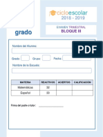 Examen Trimestral Segundo Grado Bloque III 2018-2019