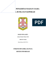 Makalah Pengertian BUMN, BUMS, Dan Koperasi Oleh Sukma Hidayat 8040170321