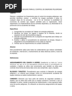 Procedimiento Seguro para El Control de Energias Peligrosas