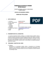 Control de Proceso en Tecnologia de Extrusion de Granos de Cereales Syllabus