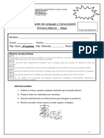 Evaluación de Lenguaje 1 Basico Mayo