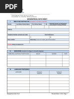 Biographical Data Sheet: I. Employee/Contractor