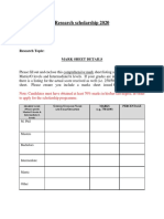 Mark Sheet For Japan Scholarship