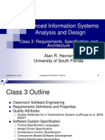 Advanced Information Systems Analysis and Design: Class 3: Requirements, Specification, and Architecture