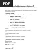 Descriptive Statistics Summary (Session 1-5) : Types of Data - Two Types