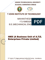 T John Institute of Technology: Mahanthesh S 1TJ15ME025 B.E (Mechanical Engineering)