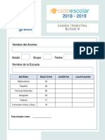 Examen Trimestral Quinto Grado Bloque III 2018-2019