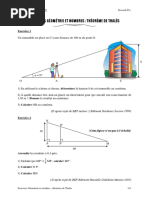 Exercices Geometrie Et Nombres Theoreme de Thales Seconde Pro