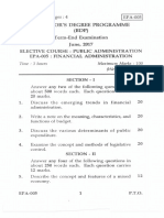 Bachelor'S Degree Programme (BDP) Term-End Examination June, 2017 Elective Course: Public Administration Epa-005: Financial Administration