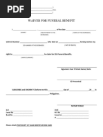 Waiver For Funeral Benefit