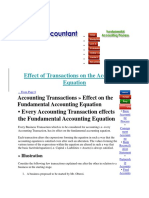 Effect of Transactions On The Accounting Equation