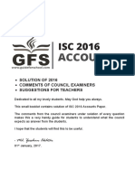 ISC 2016 Accounts Solved Paper