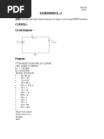 Experiment - 4: AIM:-Clipper 1 Circuit Diagram