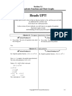 Heads UP!!!: Section 3.1 Quadratic Functions and Their Graphs