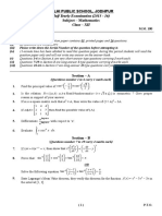 Half Yearly Examination (2015 - 16) Class - XII General Instructions