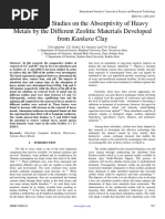 Comparative Studies On The Absorptivity of Heavy Metals by The Different Zeolitic Materials Developed From Kankara Clay