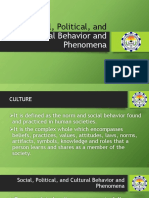 Social, Political, and Cultural Behavior and