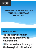 Definition of Anthropology, Political Science and Sociology