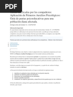 Tareas Calificadas Por Los Compañeros: Aplicación de Primeros Auxilios Psicológicos: Guía de Pautas Psicoeducativas para Una Población Diana Afectada