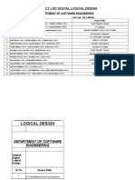 Project List Digital Logical Design: Department of Software Engineering