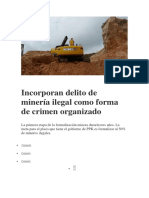 Incorporan Delito de Minería Ilegal Como Forma de Crimen Organizado