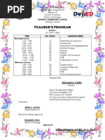 Teacher'S Program: Lunang Ii Elementary School