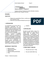 Informe de Determinacion de Porcentaje de Hidratacion de Un Compuesto