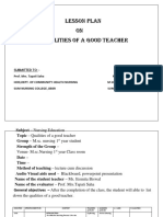 Lesson Plan On Good Teacher