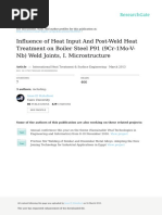 Influence of Heat Input and Post-Weld Heat Treatment On Boiler Steel P91 (9