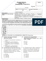 Prueba de Decimales 4 Basico