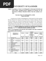 University of Kashmir: Particulars of Admission Fee Courses M. Ed. B. Ed. Diplomas DPTT/ CCKM ( )