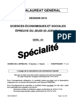 Bac 2019 SES Spécialité