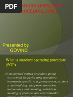 Standard Operating Procedure (Sop) : Presented by Govind