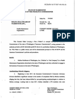 Consent Order Levying Fine Molina Healthcare and Washington State Office of Insurance Commissioner