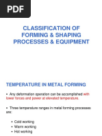 Classification of Forming & Shaping Processes & Equipment