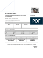 Educational Attainment: Date Position Company Address