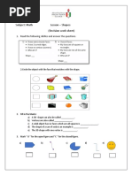 Grade 3 - Shapes - Revision Work Sheet PDF