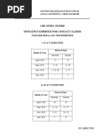 Cde Study Centre Tentative Schedule For Contact Classes: For Mar 2018 To Aug 2018 Semester