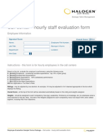 Call Centre Hourly Staff Evaluation Form