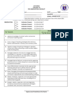 COT RPMS TI III Pre Observation Checklist