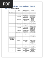 Sunday School Curriculum-Term1 2018: (7 January - 25 March)