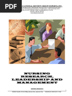 Nursing Research, Leadership and Management: Multi-Educational Review Group Experts, Inc