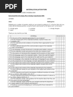 Materials Evaluation Form