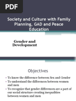 Society and Culture With Family Planning, GAD and Peace Education