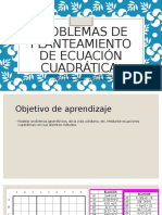 Problemas de Planteamiento de Ecuación Cuadrática