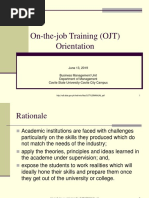 On-The-Job Training (OJT) Orientation