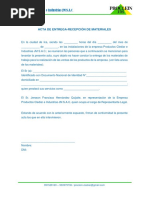 Acta de Entrega de Materiales